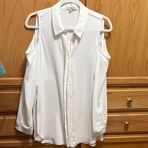 Pleione White Cold Shoulder Blouse